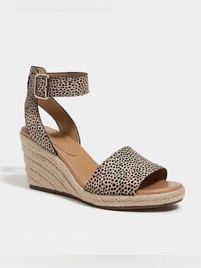 J. Crew Factory Animal Print Calf Hair Espadrille Wedge Sandals